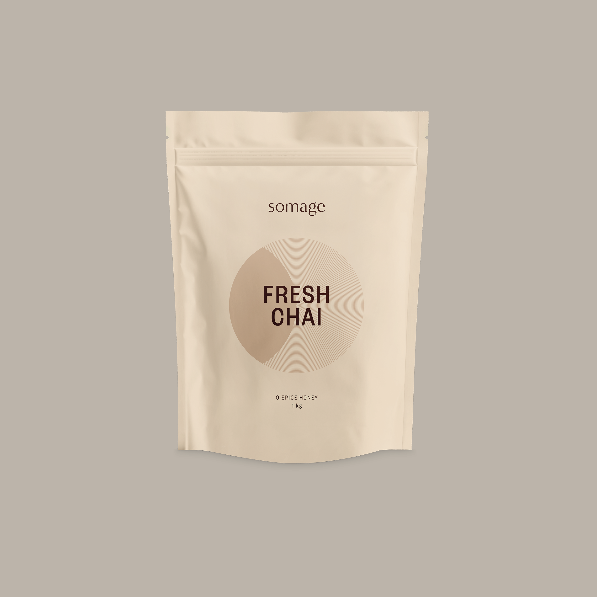 Somage 9 Spice Honey Fresh Chai 1kg pouch — organic sticky chai blended in Melbourne with black tea, fresh ginger and wildflower honey.